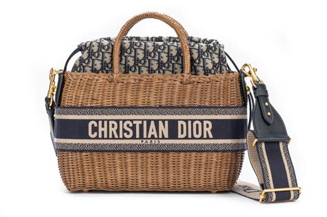 asket dior|Dior wicker basket bag.